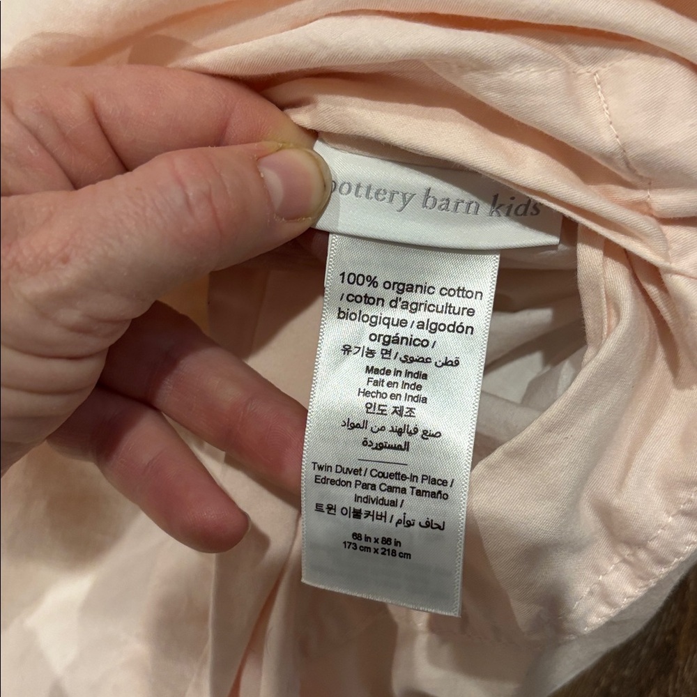 Pottery Barn Kids Pale Pink Super Soft Organic Duvet Cover Twin and PB Insert - Picture 5 of 7
